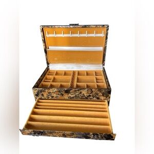 Vintage MELE Jewelry Box with Gold and Black Design